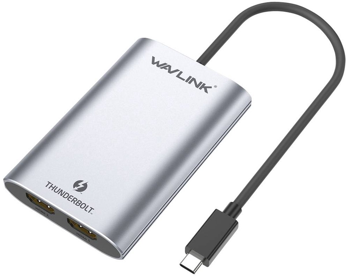 Wavlink WS-UTA02H Thunderbolt / HDMI Adapter [1x Thunderbolt - 2x HDMI] Space grijs Eenaderig 50 cm