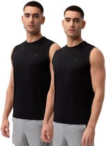 DANISH ENDURANCE Sport Tank Top voor Heren - Quick-Dry - Gerecycelde Materialen - Zwart - Maat S - 2-pack