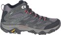 Grijze Merrell wandelschoen met Gore-Tex, rode veters en Vibram zool.
