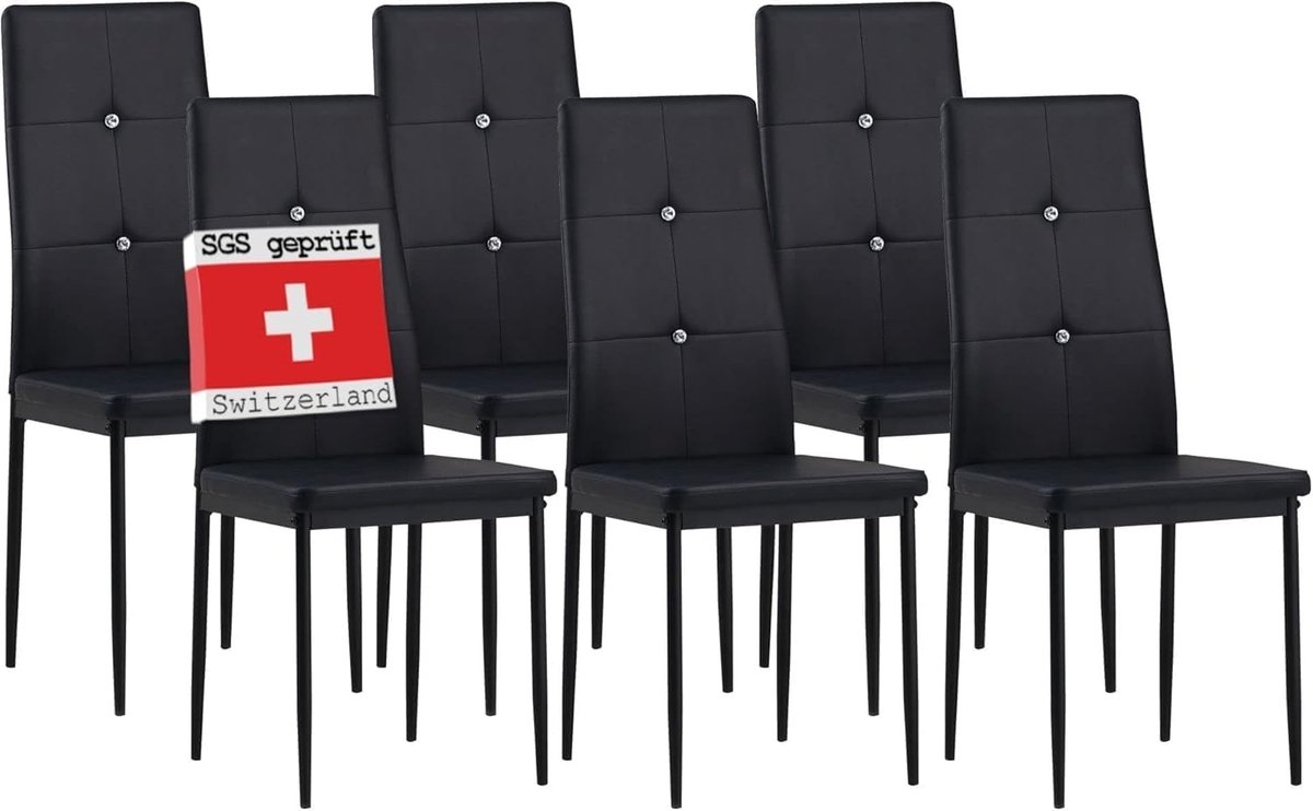 Comfortabele en ergonomische eetkamerstoelen set van 6 - zwart, voor een stijlvolle inrich