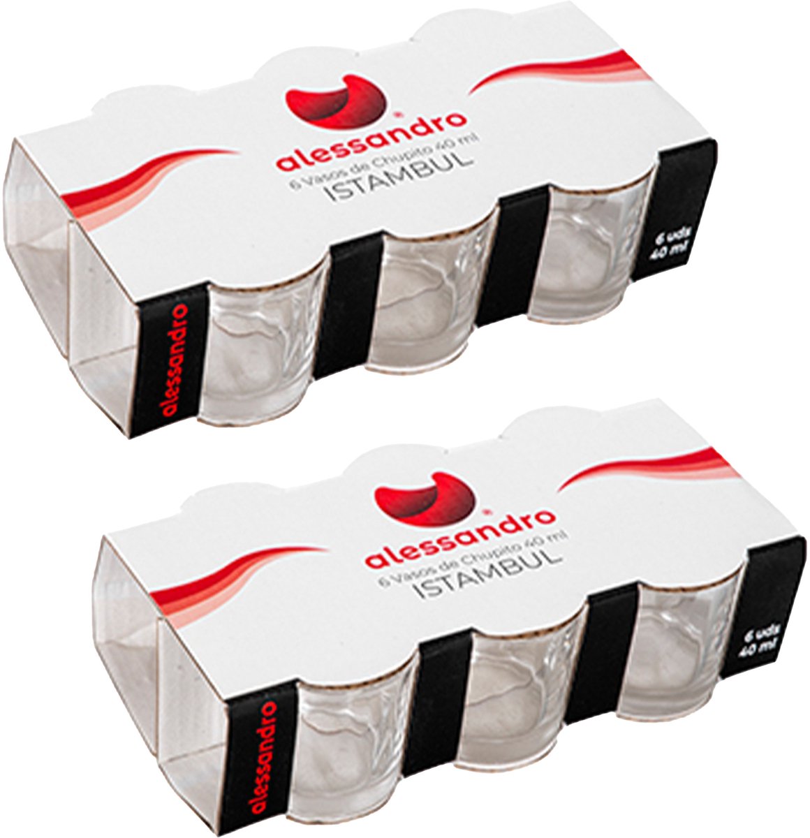 Alessandro Shotglaasjes Istambul - 12x stuks - glas - 40 ml - borrelglazen - likeurglazen
