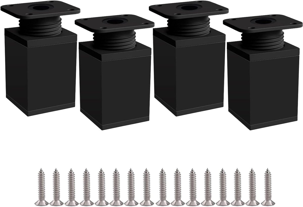 Ibenzoa® Set van 4 Verstelbare Tafelpoten – Zwart Aluminiumlegering – Universele Compatibiliteit