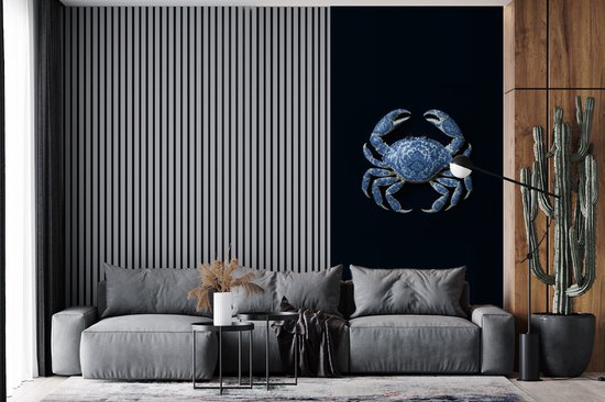 Behang - Fotobehang Krab - Delfts blauw - Dieren - Breedte 120 cm x hoogte 240 cm