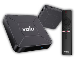 Valu Android TV Box 4K Ultra HD – Mediaplayer - WiFi, Bluetooth, Chromecast, Google Assistant – Netflix, YouTube – Smart TV Mediabox