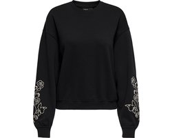 Only Trui Onlbrooklyn L/s Embroidery Box Swt 15355805 Black/boho Butterfly Dames Maat - L