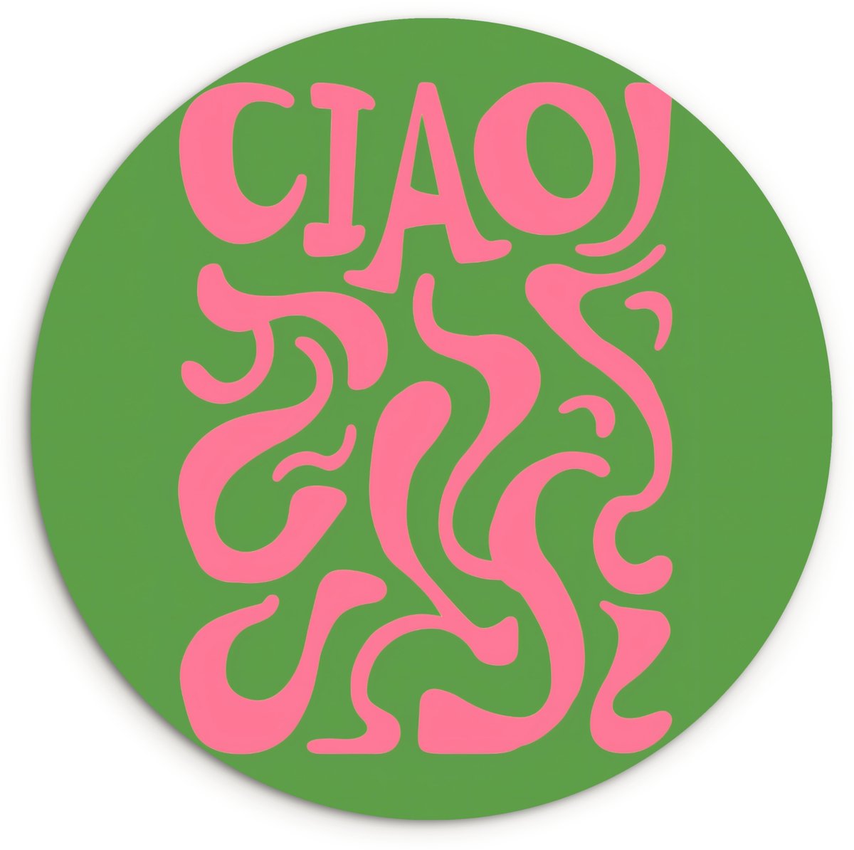 WallCircle Wandcirkel 140x140 cm - Muurcirkel Abstract - Roze - Ciao - Vormen - Muurdecoratie woonkamer - Wanddecoratie slaapkamer - Kamer decoratie accessoires - Ronde schilderijen Ciao - Abstract