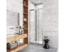 Douchedeur vouwdeur 90x185cm niche 5mm gehard glass glanzend chroom aluminium profiel