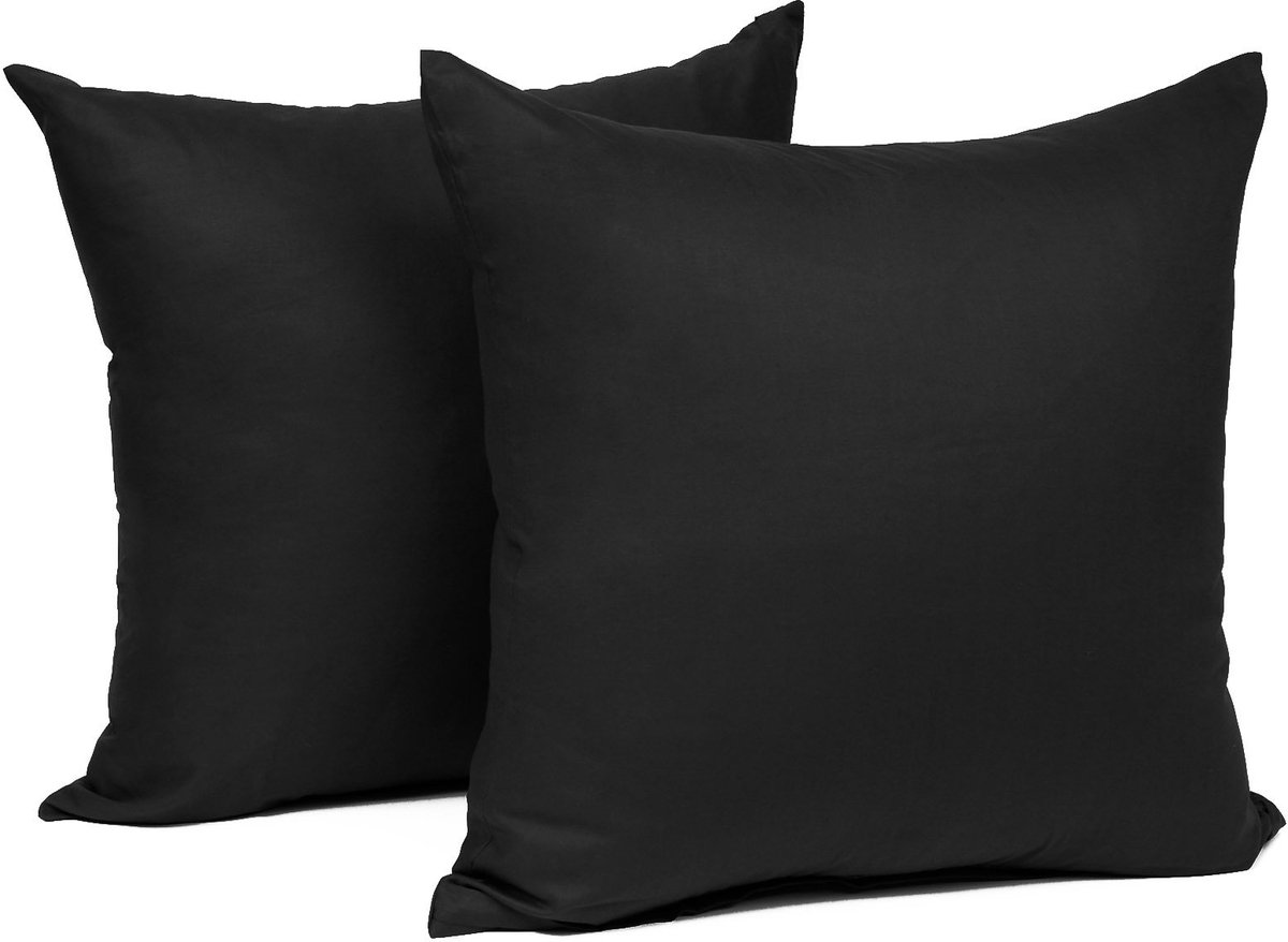 Ibenzoa Set van Twee Luxe Kussenhoezen in Hoogwaardig Natuurlijke Katoen voor Comfort en Elegantie zwart
