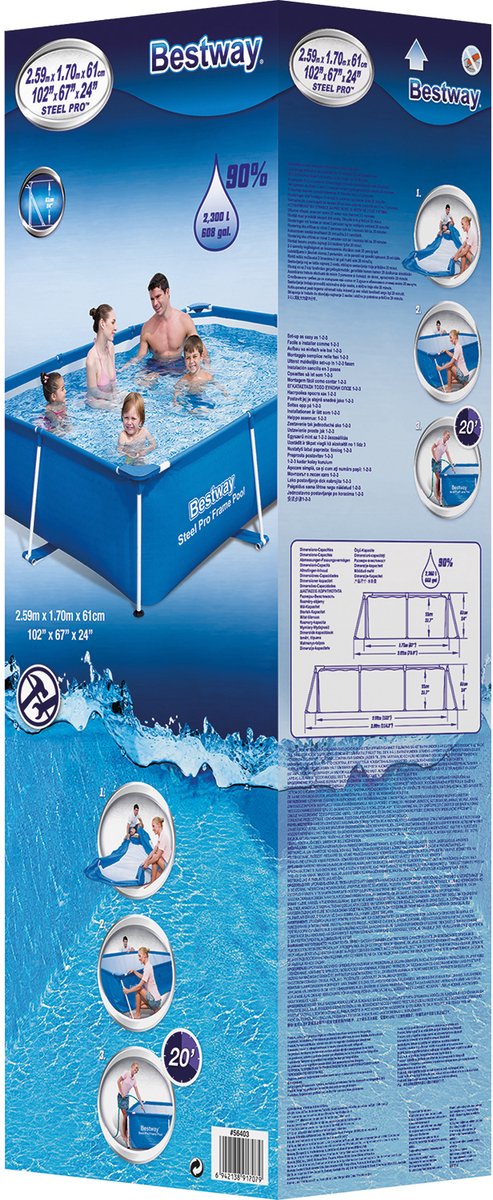 Bestway - Steel Pro Zwembad - 259 x 170 x 61 cm — afbeelding 11
