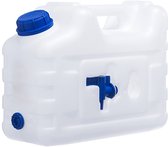 TCP Water Jerrycan 12 Liter met Kunststof Tapkraan - BPA-vrij - Jerrycan voor Drinkwater, Camping en Noodvoorraad - Wit