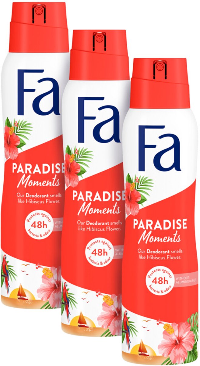 Goedkoopste 3x Fa Deodorant Spray Paradise Moments 150 ml