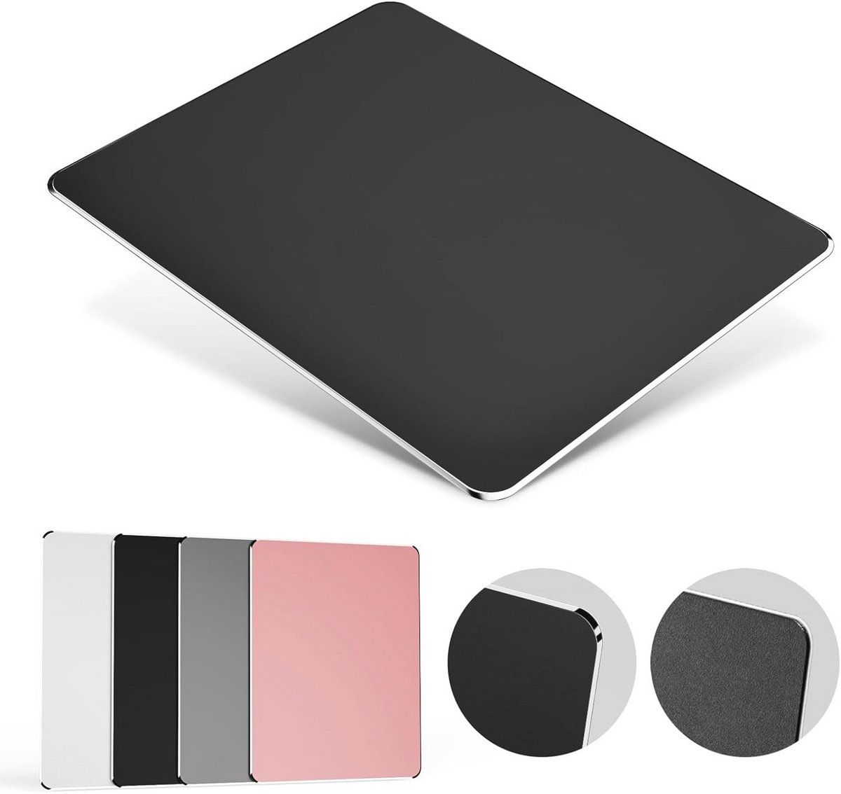 Ultradunne dubbele waterdichte gaming muismat 230 x 180 mm - zwart