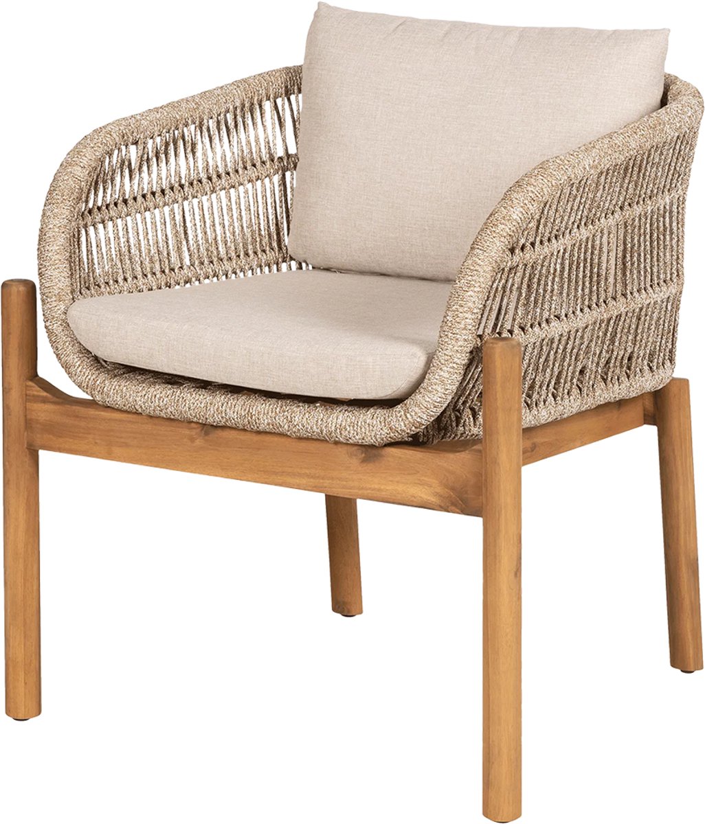Artichok Teresa Houten Tuinstoel Beige - Terras Stoel - Met Zitkussens En Armleuningen
