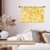 Wandkleed 60x40 cm - Wanddoek Bladeren - Takken - Geel - Wandtapijt - Wandkleden