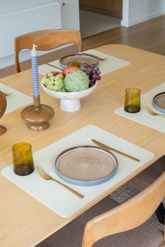 ZICZAC - Set de table TOGO - Lot de 6 - Double face - Simili cuir - 33x45 cm, ivoire