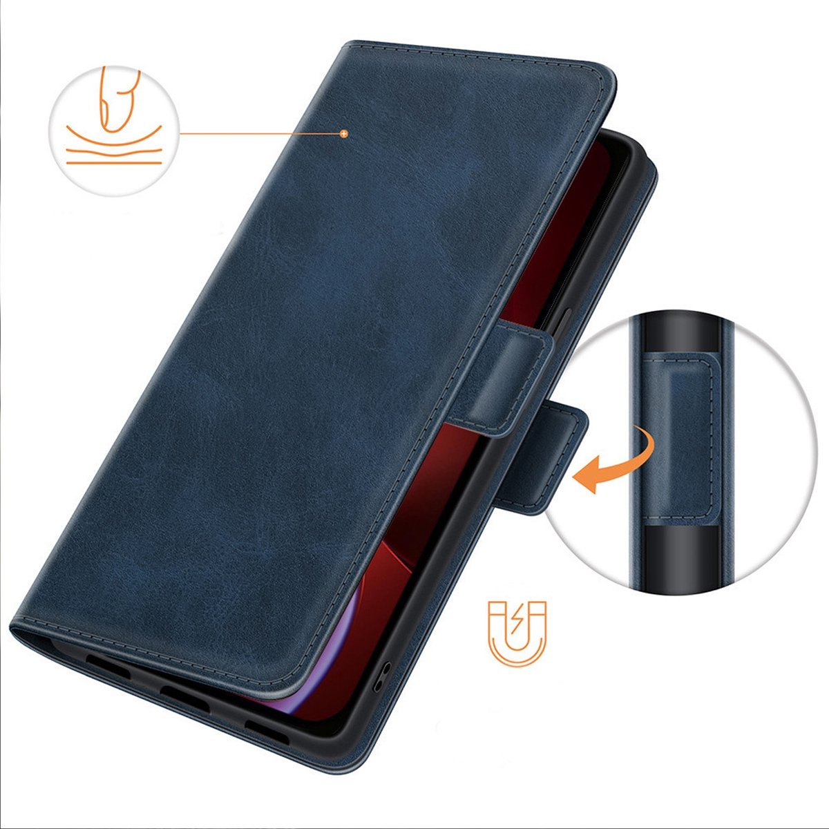 PU Lederen Wallet Hoesje met Sluiting geschikt voor iPhone 14 Plus - blauw