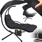 Bol.com tectake® Hangligstoel met frame - Zwevend ligbed - Schommelligstoel met zonnekap - Hangstoel inclusief tas - Met gestoff... aanbieding