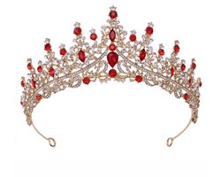 Luxe kroon van diamantlegering - Diadeem Haarsieraad -Elegant en Duurzaam - Elegant temperament - Geschikt voor Verschillende Gelegenheden - Gouden Rode Diamant