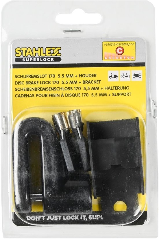 Stahlex Schijfremslot met houder - weerbestendig - Ø 5.5 mm - inclusief 2 sleutels van Stahlex — afbeelding 4