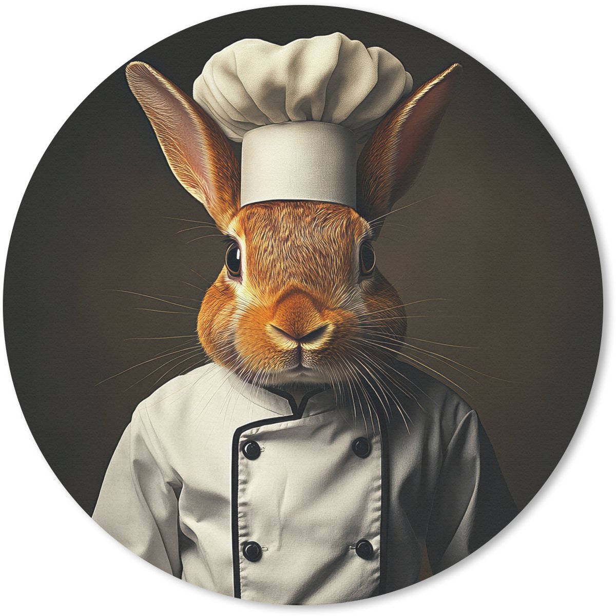 Muismat rond 50x50 cm - Mousepad Konijn - Kok - Dier - Ronde muismatten