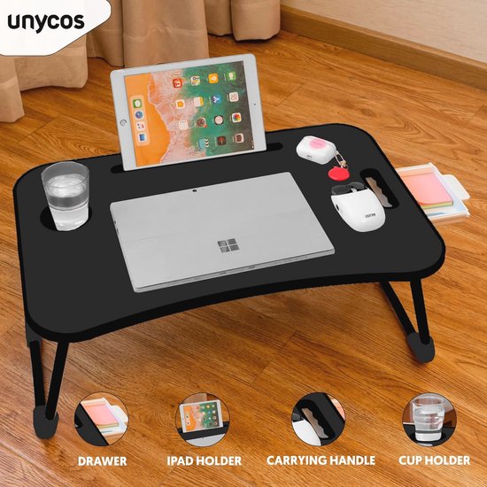 unycos - Bandeja para Cama, Mesa Plegable de Desayuno con Tablero