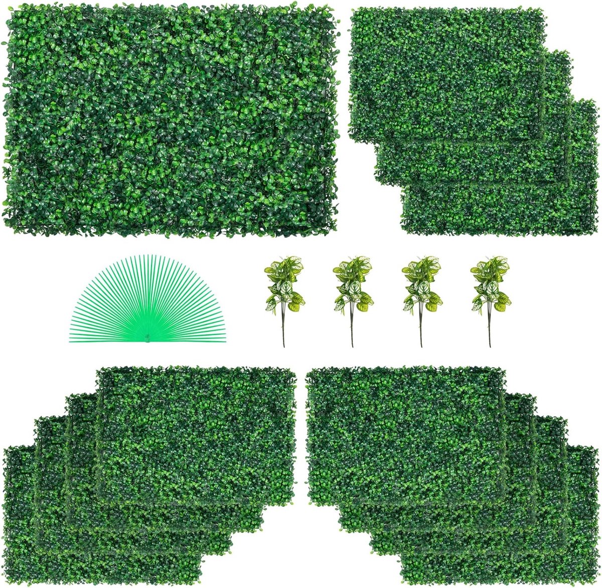 Kunsthaag Buxus Panelen - Set van 12 - 61 x 40,6 cm per paneel - 4 cm Dikte - UV-bestendig