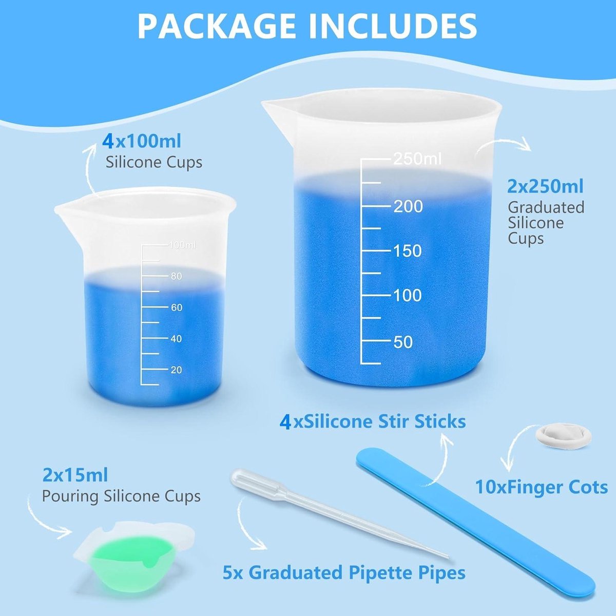 50 stuks 20 ml plastic mengbeker, maatbekers, transparante herbruikbare mengbeker voor het mengen van hars, verf, beits, epoxy