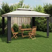 vidaXL - Gazebo - avec - double - toit - 3,94 x 2,96 - m - acier - couleur crème
