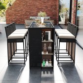 Bol.com Tuinloungeset 7-delige tuinbarset met kussens opbergruimte tafelblad van gehard glas polyrotan aanbieding
