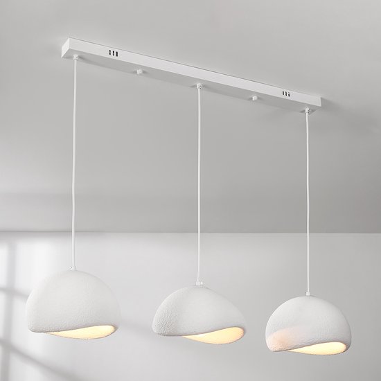 LumenXL - Suspension Wabi Sabi Shibui - Wit - Effet pierre - 3 lumières