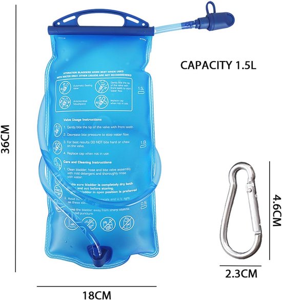 Waterzak 1 5 Liter Met Bergbeklimmergesp Lekvrije Sportwaterzak Voor waterzak-1-5-liter-met-bergbeklimmergesp-lekvrije-sportwaterzak-voor