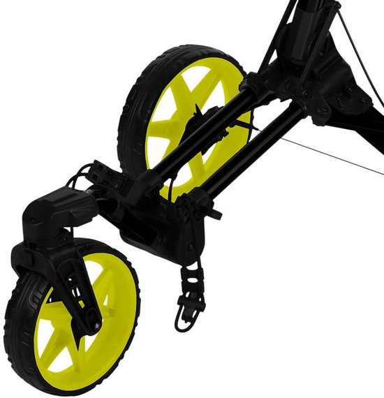 Fastfold Dice ultralichte golftrolley met zwenkwiel (zwart-geel) van FastFold — afbeelding 3