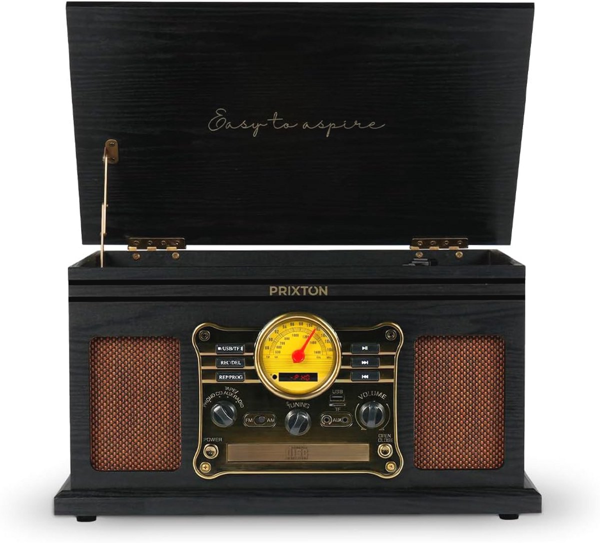 Vintage Bluetooth Vinylspeler met Stereo Luidsprekers en Multifunctionele Audiokoppeling