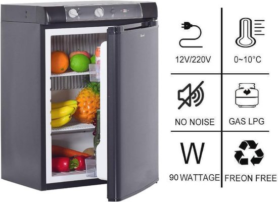 SMETA campingkoelkast gas, 3-wegkoelkast, 60L, koelkast caravan
