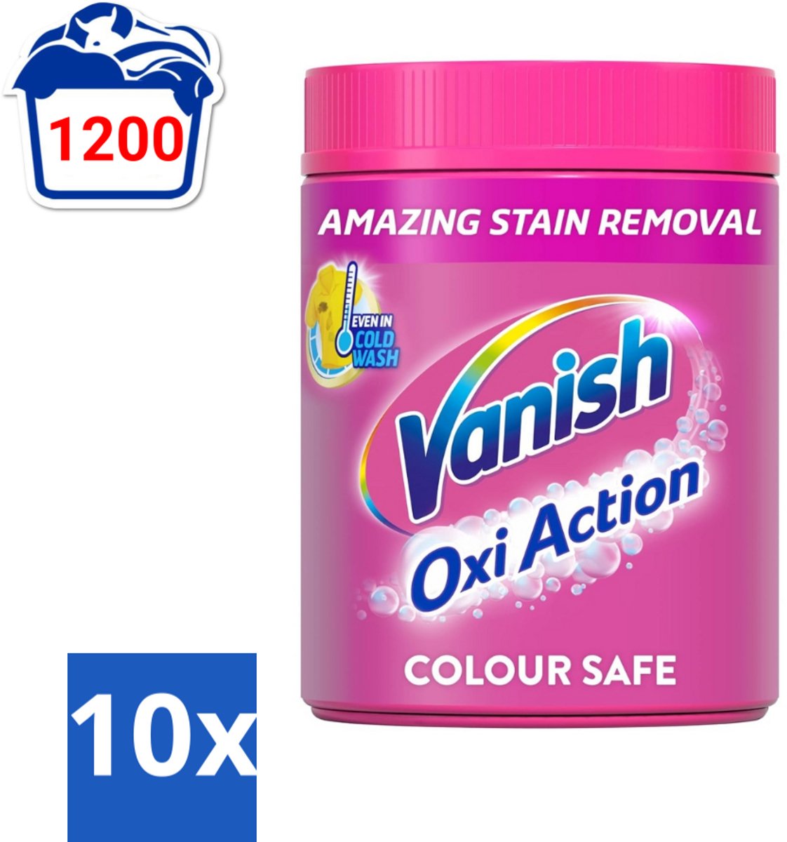 10 x Vanish Oxi Action Pink - Vlekkenverwijderaar - Wasbooster - Zonder Bleek - 1.12 Kg - Vlekkenverwijderaar - Wasbooster - Witte Kleding - Bleekvrije Was - Geurneutralisatie