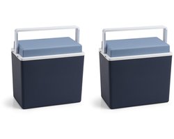 Koelbox - 2x - blauw - klein formaat - 10 liter - 30,5 cm - koelboxen