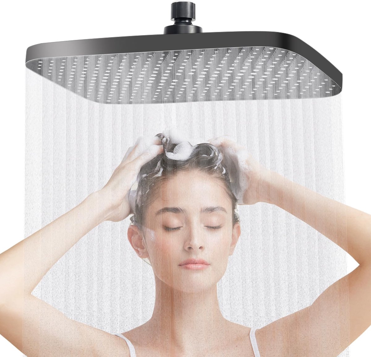 Ibenzoa® Verstelbare Zwarte Vierkante Regendouchekop met Waterbesparende Technologie voor Luxe Douche-ervaring