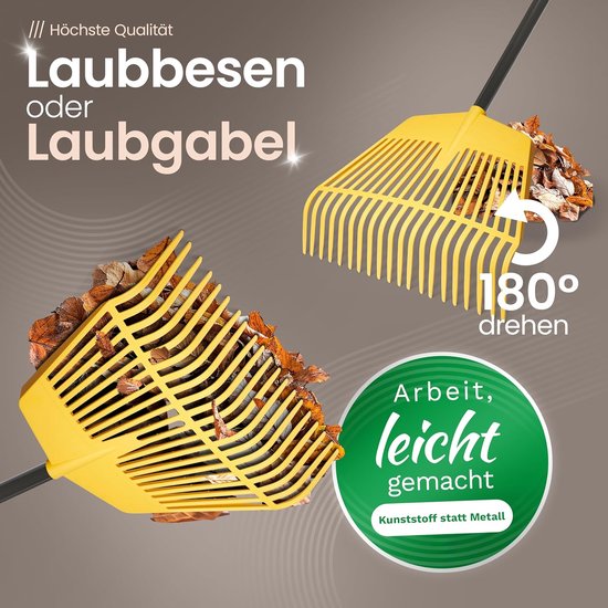 Novatool bladharkkop, 2-in-1 combinatiegereedschap, bladhark en bladvork met 26 kunststof tanden, werkbreedte 60 cm, bladhark, tuinbezem, gazonhark, hark voor tuinafval, tuingereedschap zonder steel van Merkloos	 — afbeelding 3