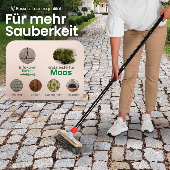Novaliv Robuuste Draadbezem Moss - Efficiënte Mosverwijdering, Draadborstel, 6-rijige metalen borstelharen, voor bestrating en tuin, Stalen bezem, Moskrabber, Pizzabezem, Pizzasteenborstel van Novaliv — afbeelding 3