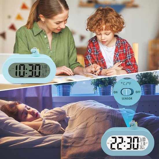 Digitale Kinderwekker met Sluimerfunctie en Automatische Achtergrondverlichting - Schattige Wekker voor Jongens en Meisjes — afbeelding 4