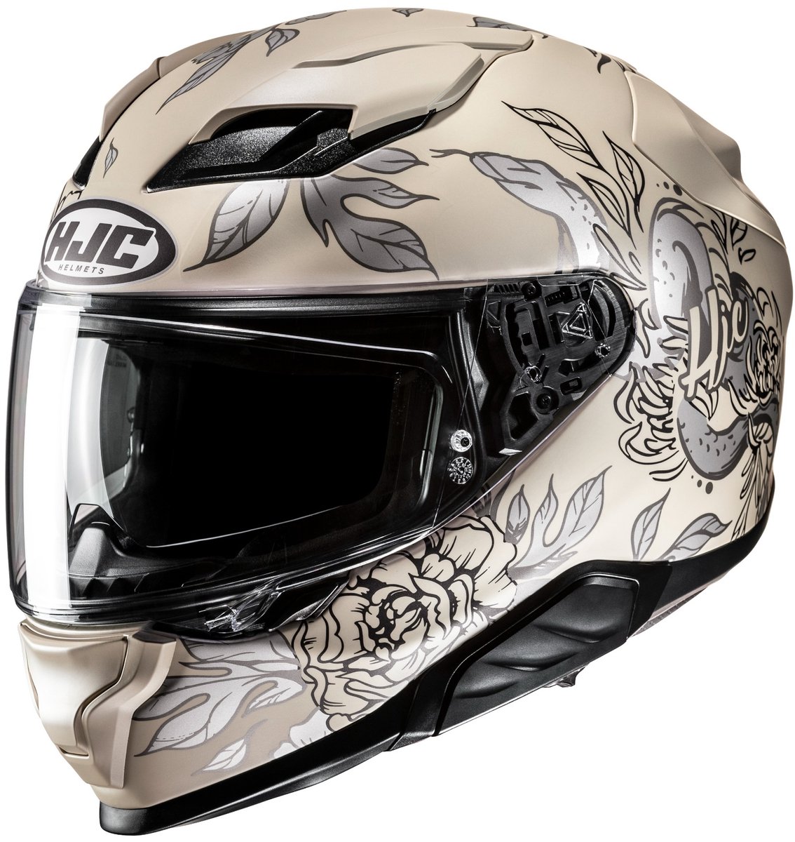 HJC F71 Eliz Zwart Zilver Beige Integraalhelm - Maat M - Helm