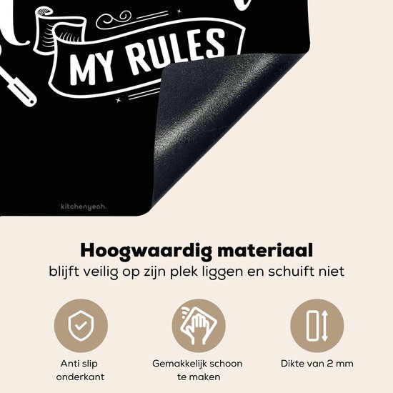 KitchenYeah® Protection plaque induction 58x59 cm - Noir - Citation - Ma cuisine, mes règles - Protege plaque de cuisson - Couvre plaque induction - Protecteur d'induction - Cuisine