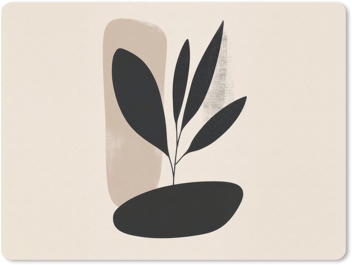 Muismat 23x19 cm - Mousepad Plant - Beige - Japandi - Muismatten