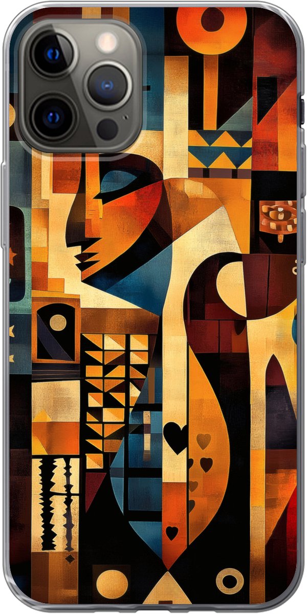 Telefoonhoesje Geschikt voor iPhone 12 Pro hoesje - Figuren - Abstract - Symbolen - Siliconen Telefoonhoesje Telefoonhoesje