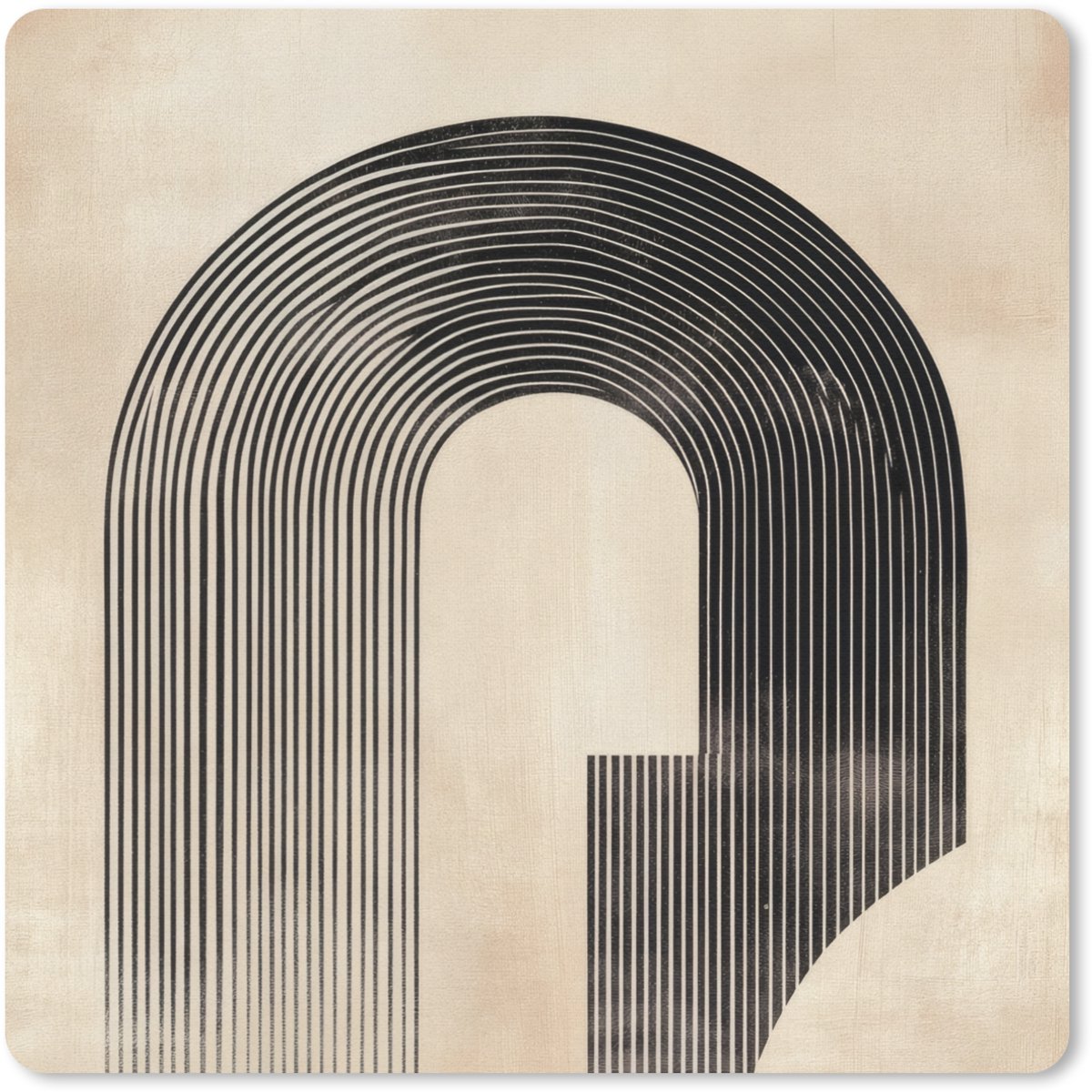 Muismat 20x20 cm - Mousepad Boog - Strepen - Minimalistisch - Zwart - Muismatten