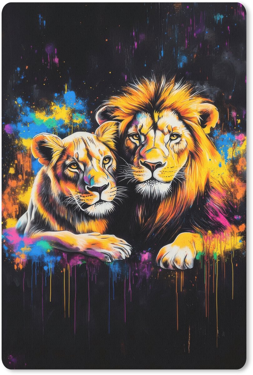 Muismat 18x27 cm - Mousepad Leeuwen - Schilderij - Kleuren - Muismatten