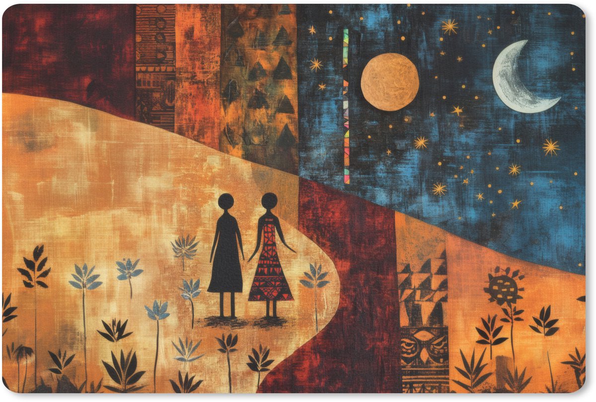 Muismat 27x18 cm - Mousepad Silhouetten - Abstract - Zon - Maan - Muismatten