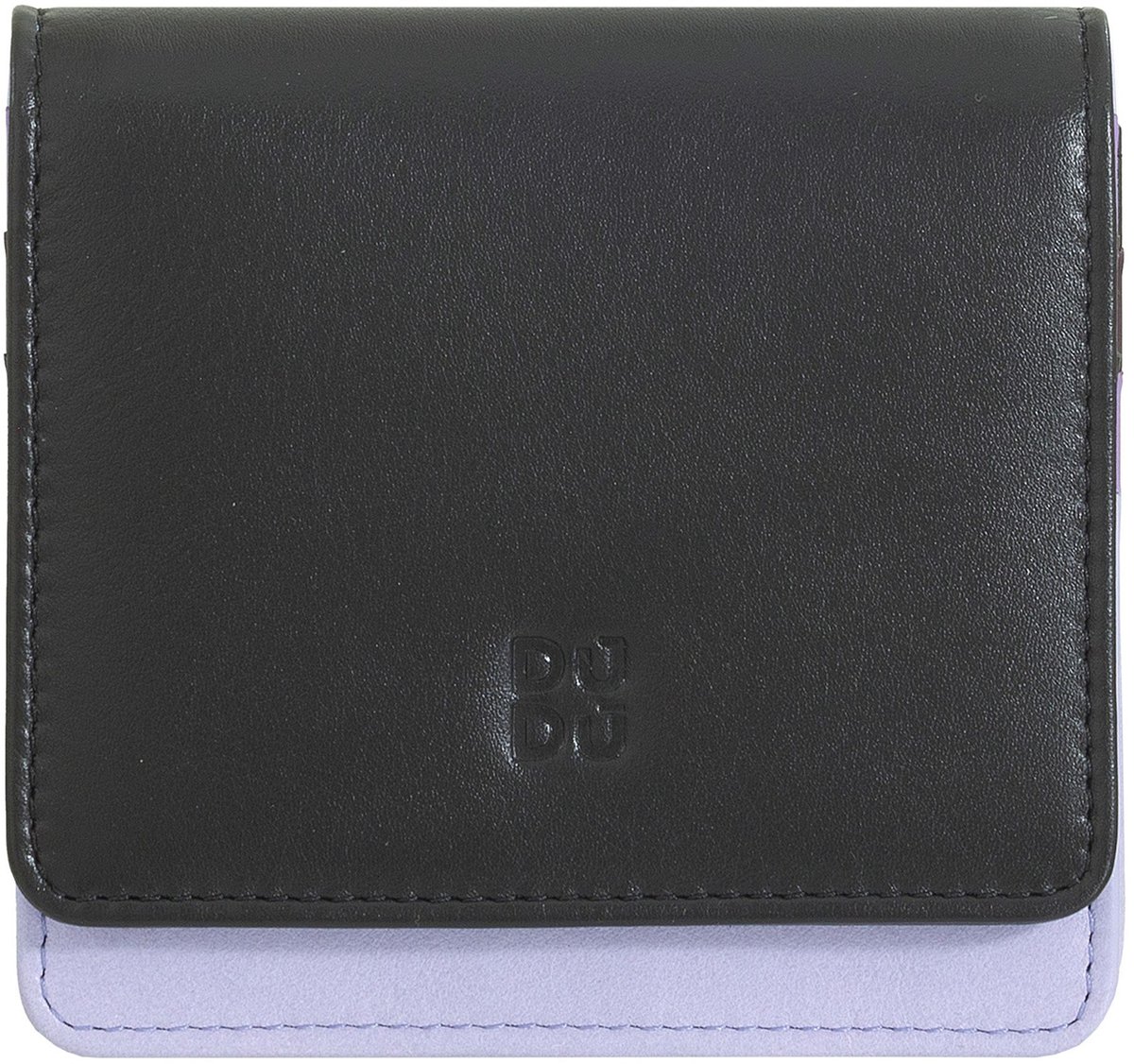 DuDu Flores Portemonnee Leer 10 cm - Dames - Staand formaat - black-lavander