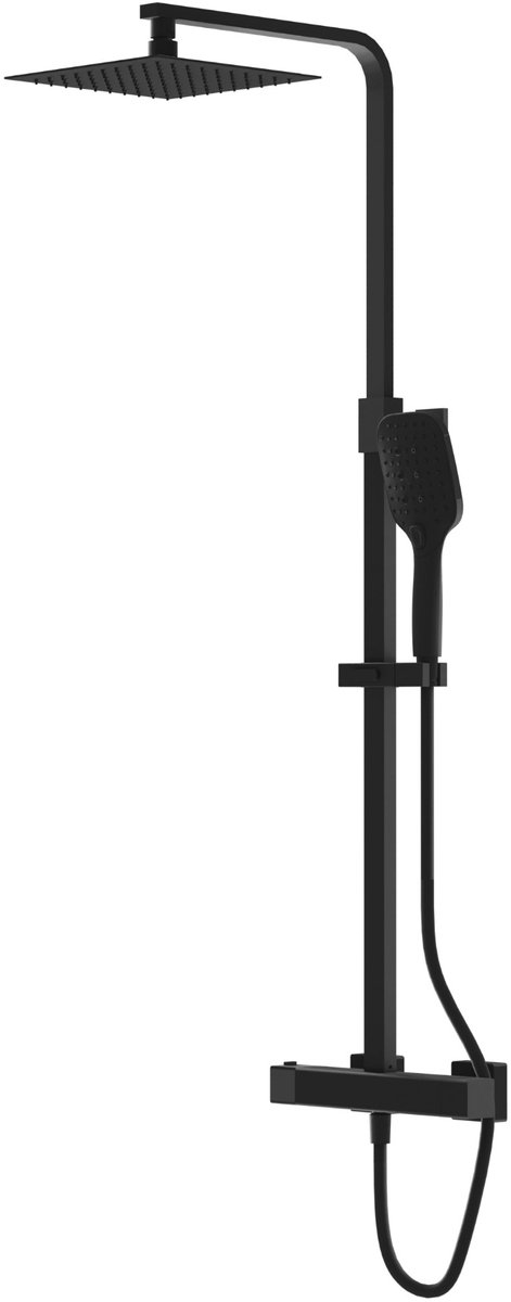 LAVITA® Glijstang Doucheset met Handdouche en Regendouche CETUS - Chroom Vierkant - Keramische Cartouche, ééngreeps, Waterbesparend - Hoofddouche - Douchecombinatie voor extra hygiëne en comfort
