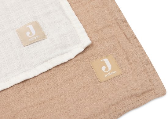 Jollein - Hydrofiele Doek Large 115x115cm - Inbakerdoek - Zacht Katoen - 2 Stuks - Biscuit/Ivory van Jollein — afbeelding 5